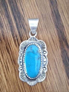 Pendant Turquoise Natural Stone Sterling Silver
